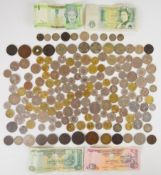 Small collection of mostly 19th and 20th century world and British base metal and silver coins