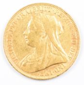 1894 Queen Victoria gold full sovereign with veiled head