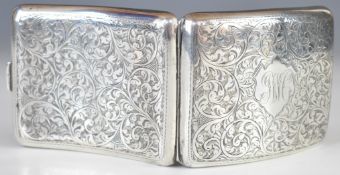 George V hallmarked silver curved cigarette case, Birmingham 1922, maker Joseph Gloster Ltd, width