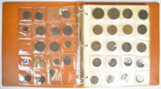 Folder of Georgian, Victorian and later coinage from half farthing to shilling, many Georgian and