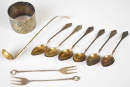 German and other 800 grade silver items to include a set of six coffee spoons, napkin ring and a