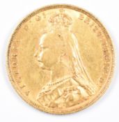 1889 Queen Victoria gold full sovereign with Jubilee head