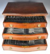 Georgian Old English pattern hallmarked silver harlequin eighteen place setting canteen of cutlery