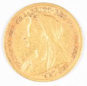 1899 Queen Victoria gold half sovereign with veiled head