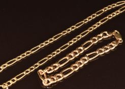 A 9ct gold curb link bracelet and necklace, 11.6g, 50cm & 19.5cm