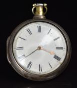 John Bently of Liverpool hallmarked silver pair cased pocket watch with gold hands, black Roman