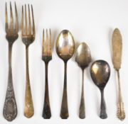 Hallmarked silver cutlery to include a caddy spoon and jam spoon with spade shaped bowl, together