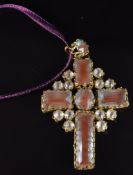 Edwardian saphiret cross pendant, 6 x 4cm
