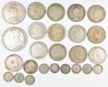 Approximately 128g Victorian and later pre 1920 British silver coinage to include 1897 crown and two
