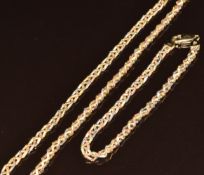 A 9ct tri-coloured gold necklace and matching bracelet, 7g, 44 & 18cm