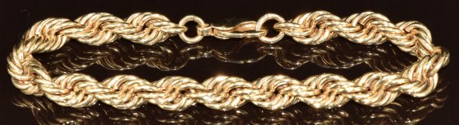 A 9ct gold rope twist bracelet, 34.5g, 21cm