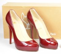 Christian Louboutin deep red patent leather high heeled shoes, size 39.5