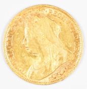 1898 Queen Victoria gold half sovereign with veiled head
