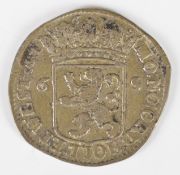 1679 Netherlands Province of Holland silver Six Stuivers 'Scheepjesschelling', legends read MO NO