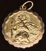 A 9ct gold St Christopher pendant, 4.3g, 2.3cm