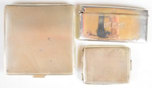 Art Deco style hallmarked silver cigarette case with engine turned decoration, Birmingham 1952,