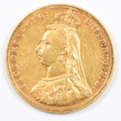 1887 Queen Victoria gold full sovereign with Jubilee head and Melbourne mint mark