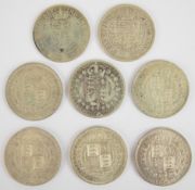 Eight Victorian half crowns comprising five 1887, 1889, 1893 and 1898, weight 111g