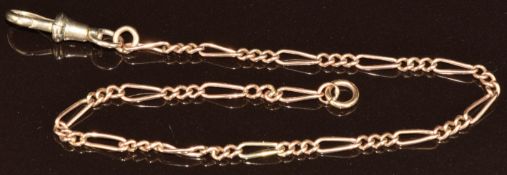 A yellow metal bracelet with dog clip clasp, 3.3g, 20cm