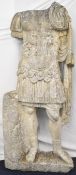Life-sized carved marble / stone figure of a Roman emperor, probably Maximinus, wearing body