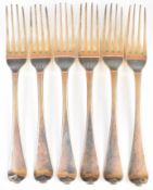 Set of six Georgian Old English pattern hallmarked silver dessert forks, London 1819, maker likely
