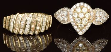 Two 9ct gold rings, both set with diamonds, 5g, size Q & U