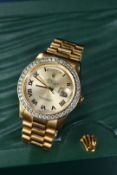 Rolex Oyster Perpetual Day-Date 18ct gold gentleman's automatic wristwatch ref. 118238 with day