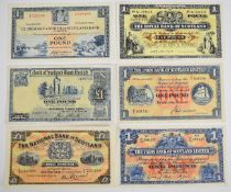 Six Scotland 1937-1962 £1 banknotes comprising Union Bank of Scotland Ltd. £1 notes from 1937 and