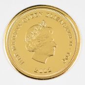 2012 9ct gold halfcrown, commemorating the coronation of Queen Elizabeth II, weight 1.0g, diameter