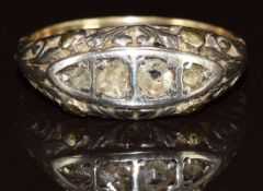 Georgian gold and silver ring set with rose cut diamonds, 2.7g, size P
