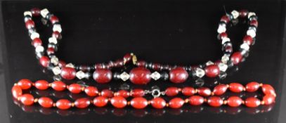 A cherry amber necklace made up of 30 graduated beads (21.6g, the largest 10.6 x 15.1mm and the