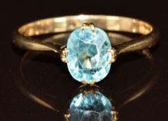 An 18ct gold ring set with a zircon, 2.4g, size N