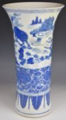 19th / 20thC Chinese blue and white vase of flared form and with figural decoration, H44cm