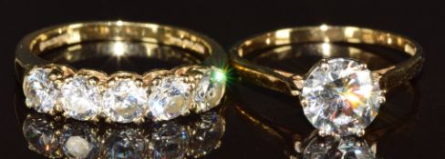 Two 14k gold rings both set with cubic zirconia, 4.8g, size L