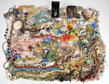 A collection of jewellery including pearl necklaces, Corocraft chain, pearl bracelet, vintage