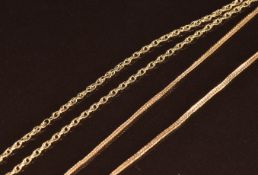 Two 9ct gold chains, 5.9g, 62 & 46cm