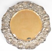 Walker & Hall Edward VII hallmarked silver circular dressing table mirror with embossed