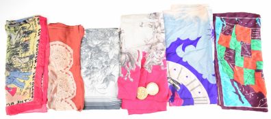 Vintage silk scarves, mainly Jacqmar including 'The American Forces in London', horse riding /