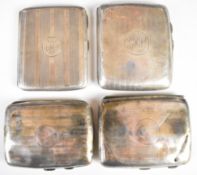 Four various hallmarked silver cigarette cases, length of longest 8.5cm, weight of all four 280g