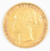 Queen Victoria 1880 gold full sovereign with young head