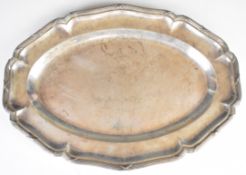 German silver oval tray with German 800 grade silver marks and marked J.C. Wich Nürnberg, length