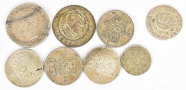 Eight silver coins from Denmark, Norway, the Netherlands and Switzerland 1713-1890 including a