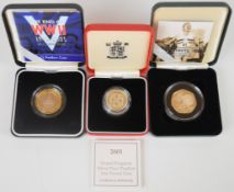 Three cased Royal Mint silver proof coins comprising 2005 Piedfort £2, 2001 Piedfort £1 and 2004