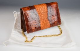 Vintage crocodile skin handbag, probably unused, W24 x H15cm