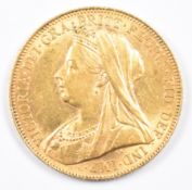 1898 Queen Victoria gold full sovereign with veiled head