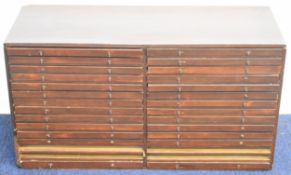 Victorian collector's chest of 26 drawers, most with velvet to bases, to suit coins or similar, with