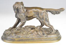 After Jules Moigniez bronze study of a dog, signed to base, length 22cm