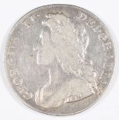 1734 George II halfcrown, roses and plumes in angles