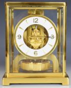 Jaeger-LeCoultre Atmos mantel clock with gilt brass case, white painted dial and applied numerals