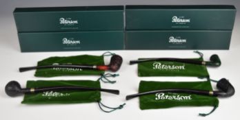 Four Peterson Churchwarden smoking pipes including Fishtail and Prince Fishtail, all boxed with